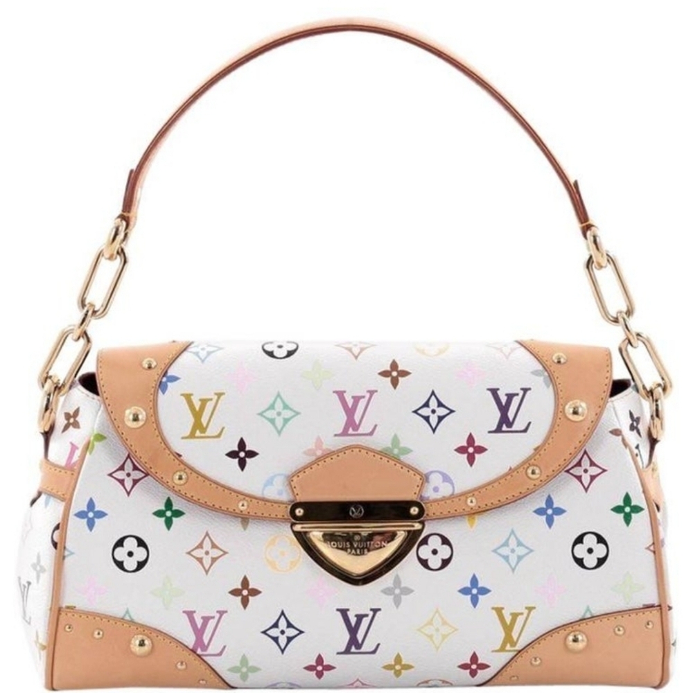 Rare! Louis Vuitton LV X Takashi BEVERLY White Multicolor Monogram Bag Blanco MM - Picture 2 of 16